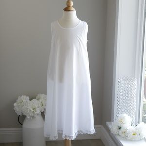 Strasburg Girl's White Cotton Slip With Lace